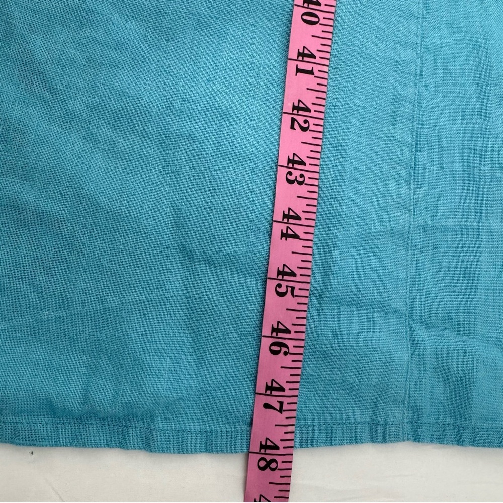 NWT Baltic Jura Linen Womens Size 46 Blue Midi Dress Short Sleeve V Neck Pockets - Picture 11 of 14